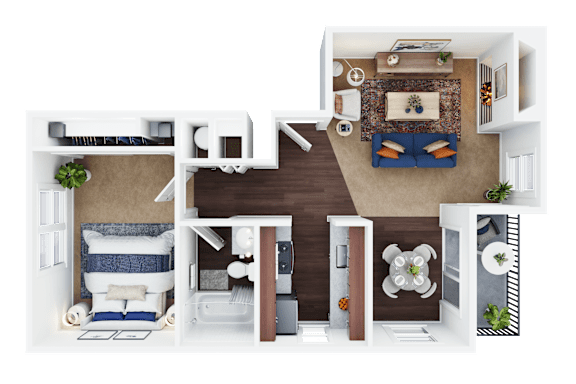 Floor Plan  Chardonnay floor plan 1 bed 1 bath 690-729 sq. ft. at Folsom Ranch, Folsom, CA, 95630
